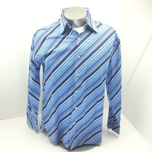 Tommy Hilfiger Striped Shirt Blue 80s 2 Ply Party